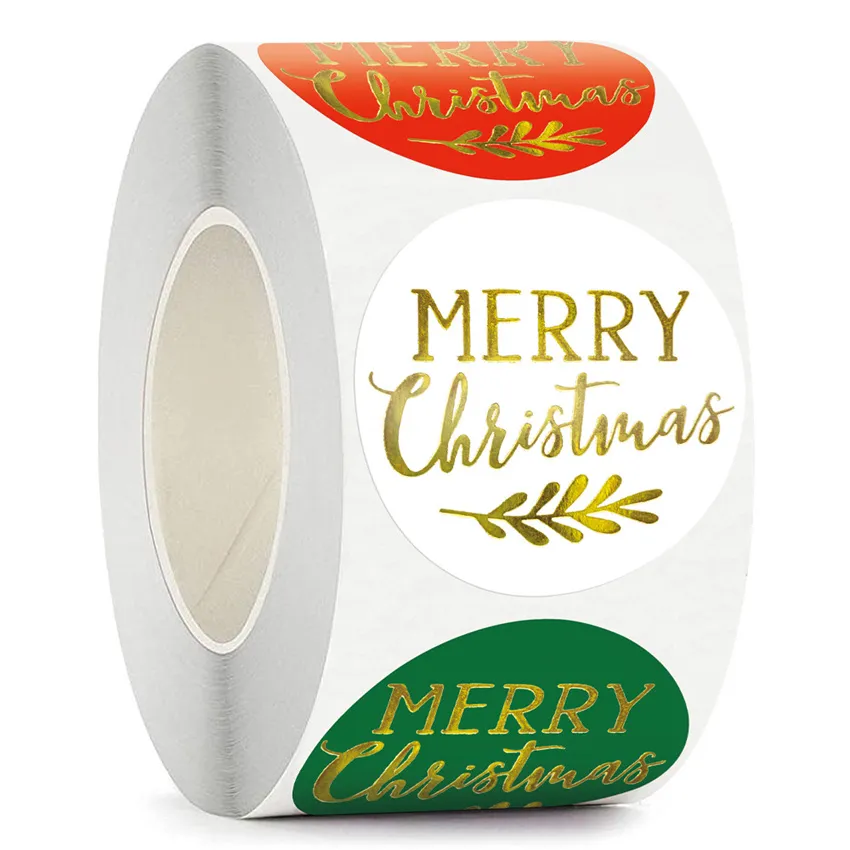 500 Christmas Stickers Roll - 4 Santa Claus Designs For Holiday Decorating