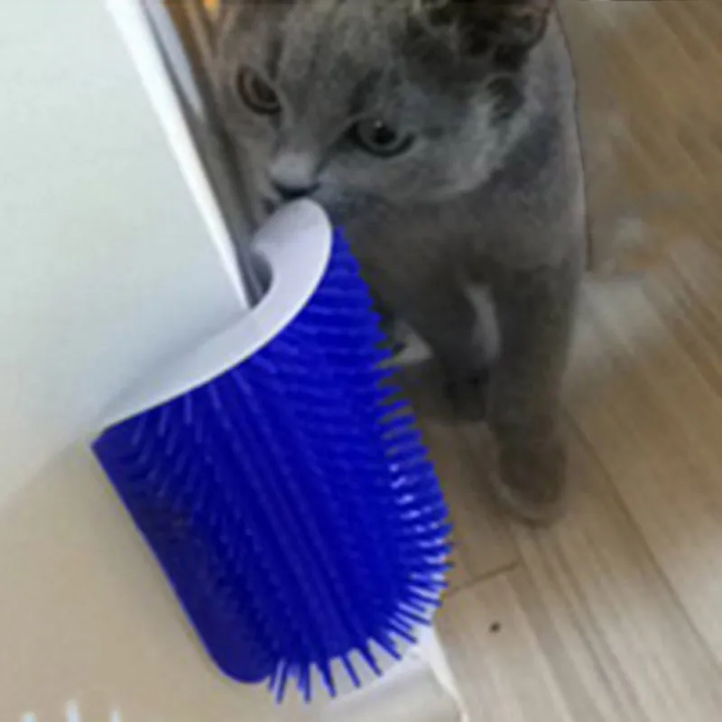 Cat auto-toiletteur Brosse de coin mur de chat doux Cat Corner Scratcher Self-Grooming Massage Combs pour chats intérieurs chaton de chien chiot