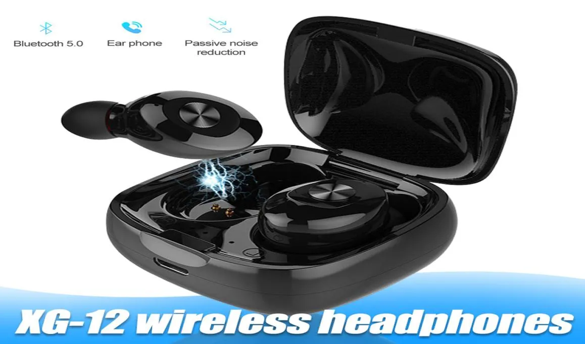 XG12 TWS Bluetooth Earnessphones BT50 Wireless Inear Bass fones de ouvido estéreo com fones de ouvido Sport de microfone duplo para telefone Android no varejo2096983