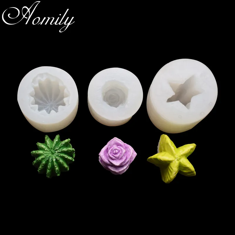 Aomily cactus pêra espinhosa suculenta molde silicone bolo chocolate molde bolo de decoração ferramentas fontes de açúcar molde de sabão de açúcar