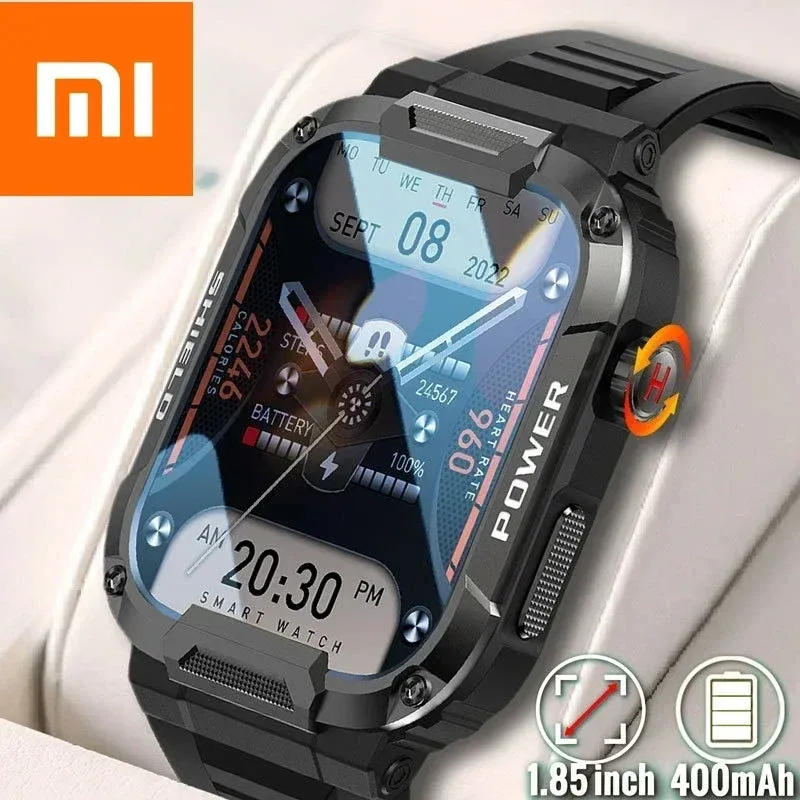 Uhren Xiaomi robuste militärische Smart Watch Men for Android iOS ftiness Uhren IP68 Waterdesdicht 1.85 '' ai Voice Bluetooth Call SmartWatch