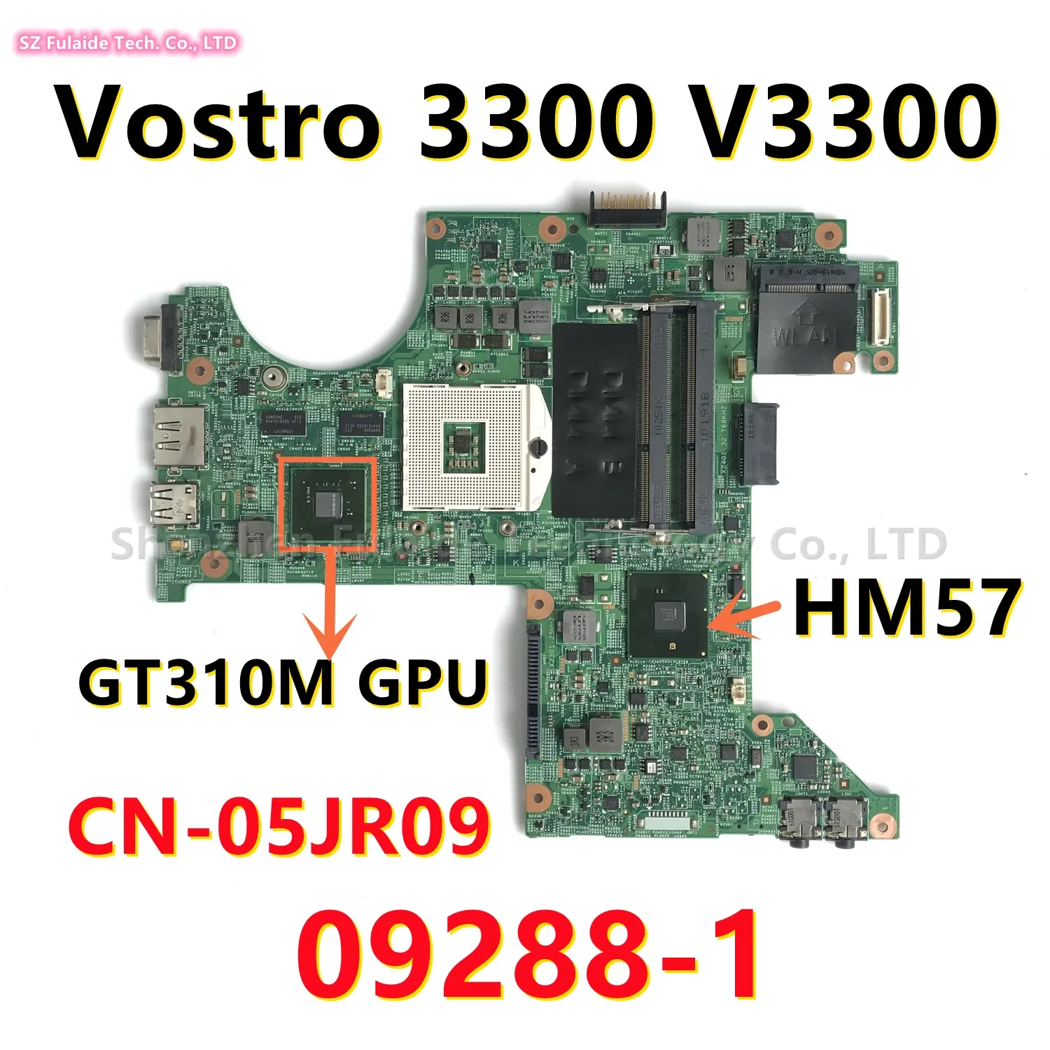 Placa -mãe 092881 PrainBoard para Dell Vostro 3300 V3300 Laptop Motherboard com N11MGE1SA3 GT310M GPU HM57 DDR3 CN05JR09 05JR09