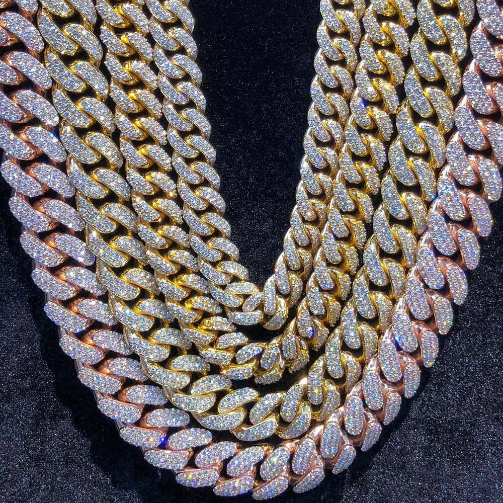 Bijoux de luxe 925 Silver à brochet Vvs Moisanie Diamond Ice Out Miami Cuban Link Collier Mens