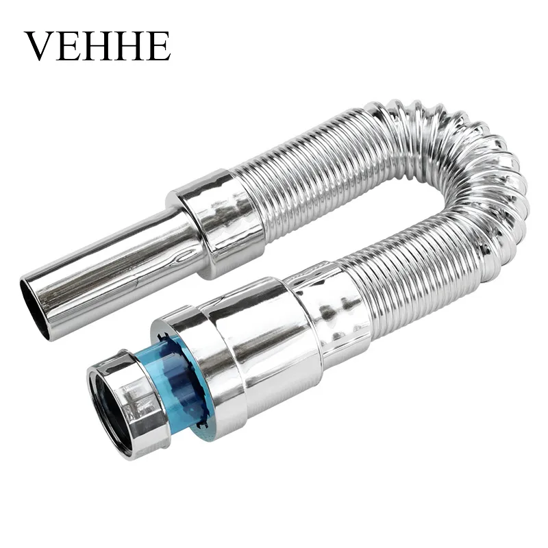 VEHHE 770mm Flexible Waste Pipe Environmental Sink Plumbing Hose Electroplated Bathroom Basin Drain Hose Kitchen Pipe