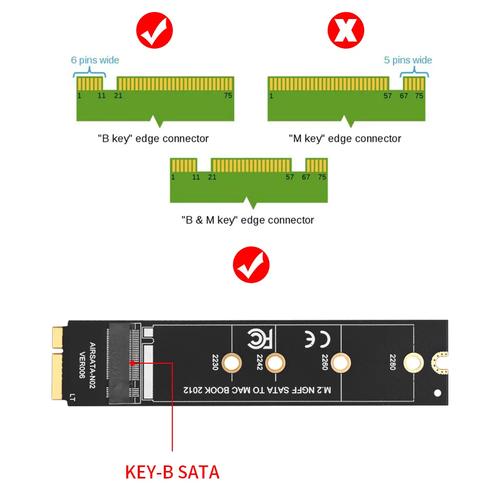 DHgate.com:Upgraded M.2 NGFF SSD Riser Card, SATA SSD to M.2 KEY-B ...