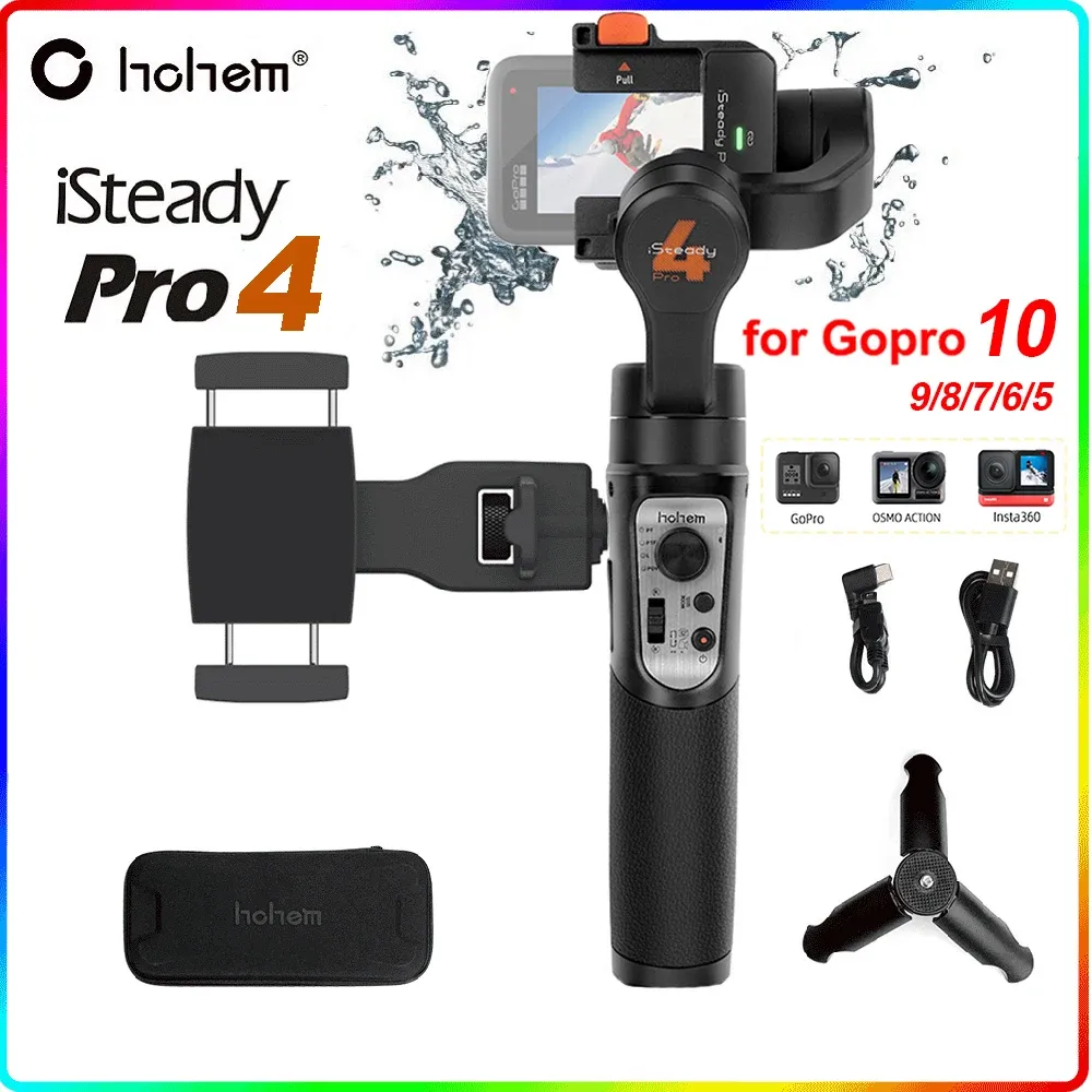 Gimbals Hohem Isteady Pro 4/Pro 3 Splash Prueba 3axis estabilizador de gimbal de mano para GoPro Hero 10 8/8/7/6 DJI OSMO RX0 Cámara de acción