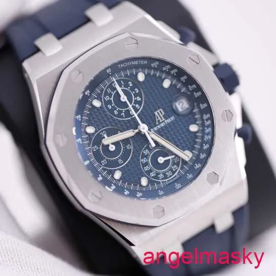 AP Moissanite Wrist Watch Royal Oak Offshore 26238st Blue Plate Chronograph Mens Automatic Machinery Swiss célèbre montre des diamètres de luxe 42 mm