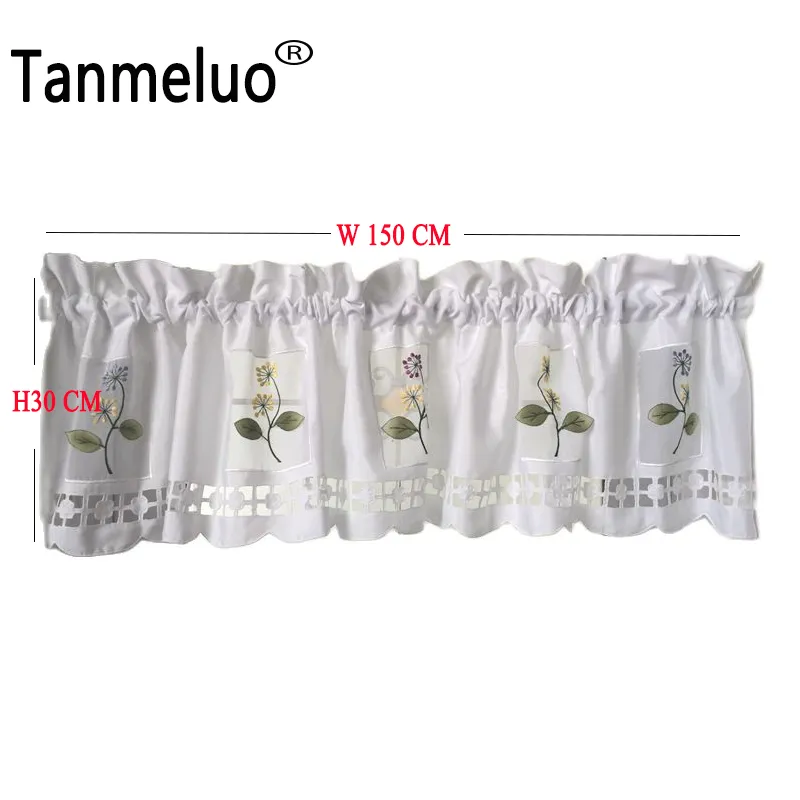 Tanmeluo estilo pastoral coreano Bordado floral renda de renda de meia cortina Curta