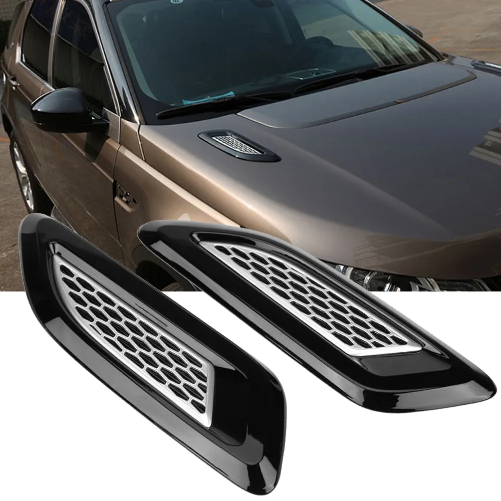 Une paire de voitures de voiture extérieure de capuche de capture d'air de sortie de couvre-ailes pour la garniture de couverture d'aile Land Rover Range Rover Evoque 2012-2018 Accessoires de coiffure de voiture