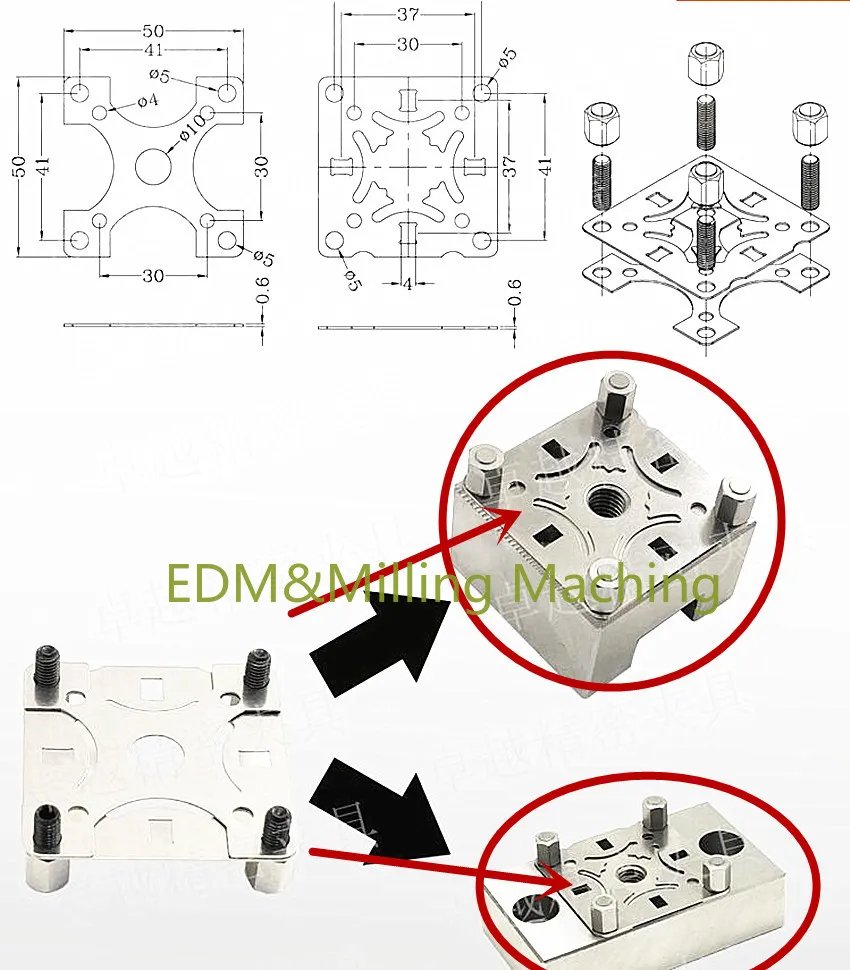 CNC EDM Draad Machine Taise Elektrode -armatuur Bewerkingsgereedschap ER -houder Positionering Plaats 50x50mm 90x90mm