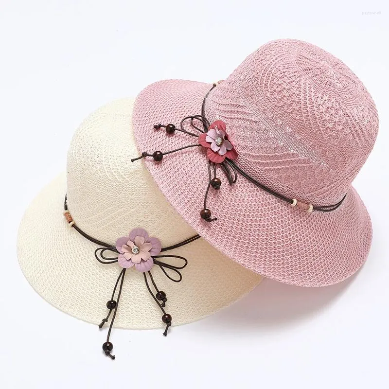 Chapeaux à bord large chapeau de paille d'été avec sac à main