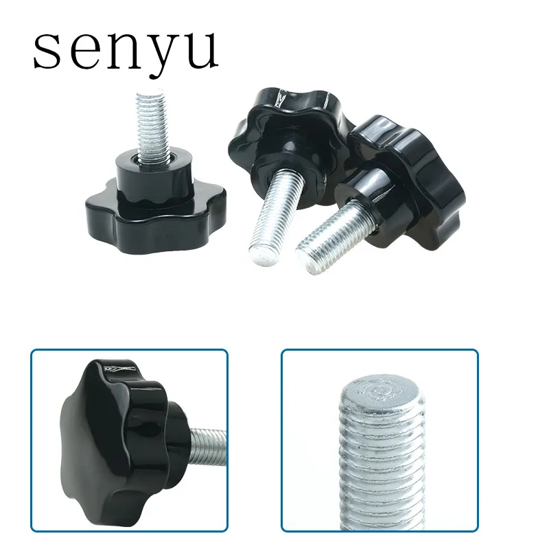 Clamping Knobs For Men Star Nut M4 M5 M6 25# Black Plastic Round Knurled Thumb Screw Hand Grip Knob Thumbscrew E Plastic Nuts Multi Lobe Knobs Uk