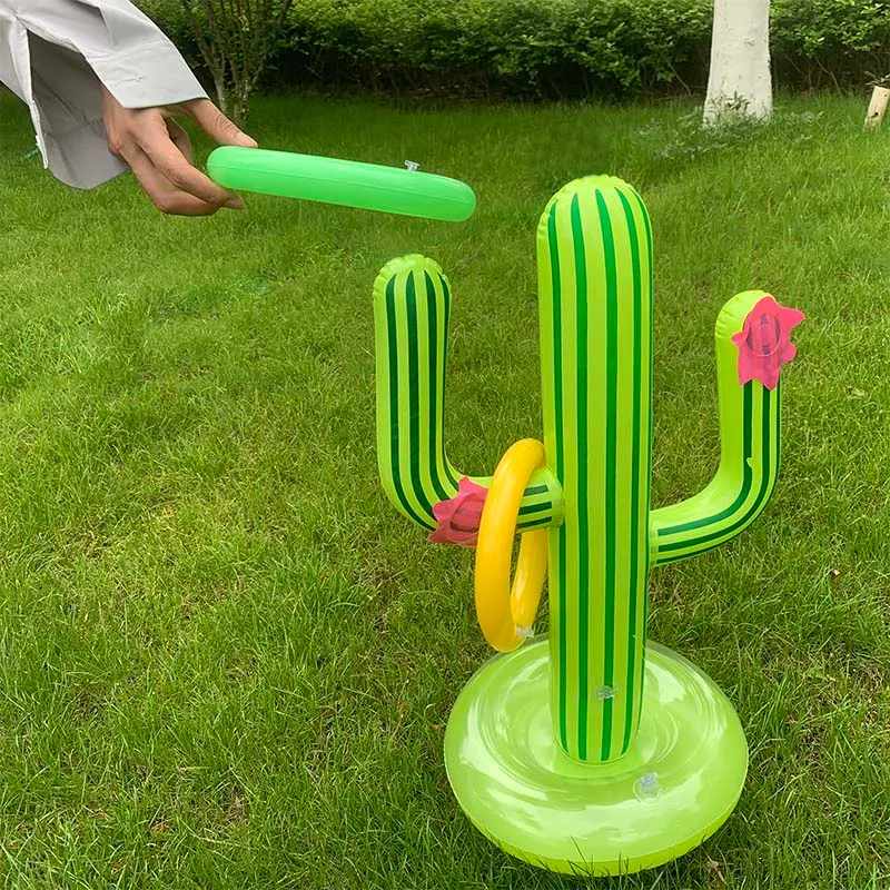 Letnie nadmuchiwane kaktusy pierścień basenowy Gry Toss nadmuchiwane zabawki z 4 pierścieniem w stylu tropikalnym materiały przyjęcia basenowe