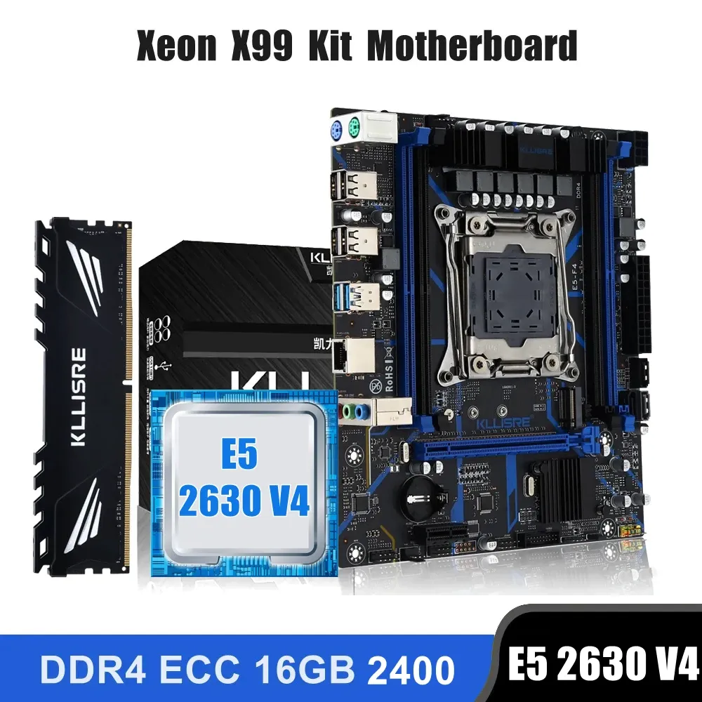 Cartes mères Kllisre X99 Kit combo de carte mère Set LGA 20113 XEON E5 2630 V4 CPU DDR4 16 Go 2400MHz ECC Mémoire