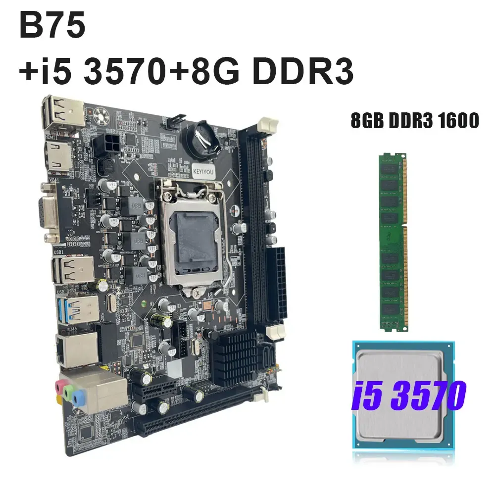 Moderbrädor B75 LGA 1155 Motherboard Kit med i5 3570 Processor och 8 GB DDR3 Memory Plate Placa MAE LGA 1155 SET PLACA MAE 1151 DDR3