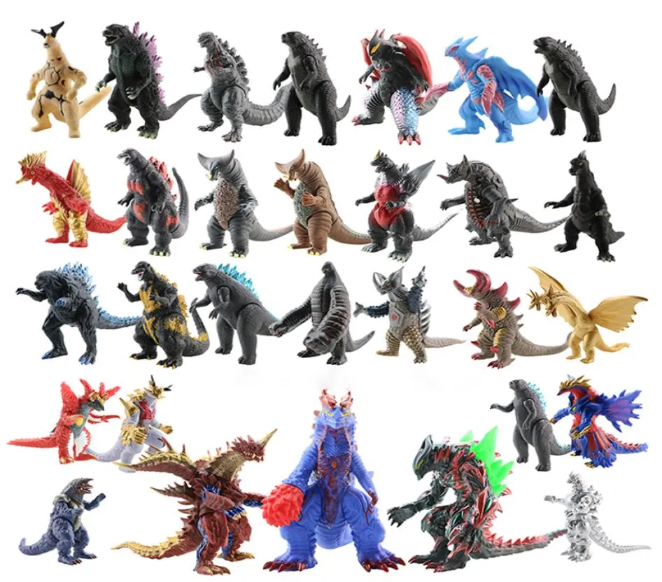 Mjuka leder Anime Cartoon Movie Ultraman Monsters Dinosaur Gojira Action Figure PVC MOVERABLE Hobby Collectible Model Toy Kid Gift2459544