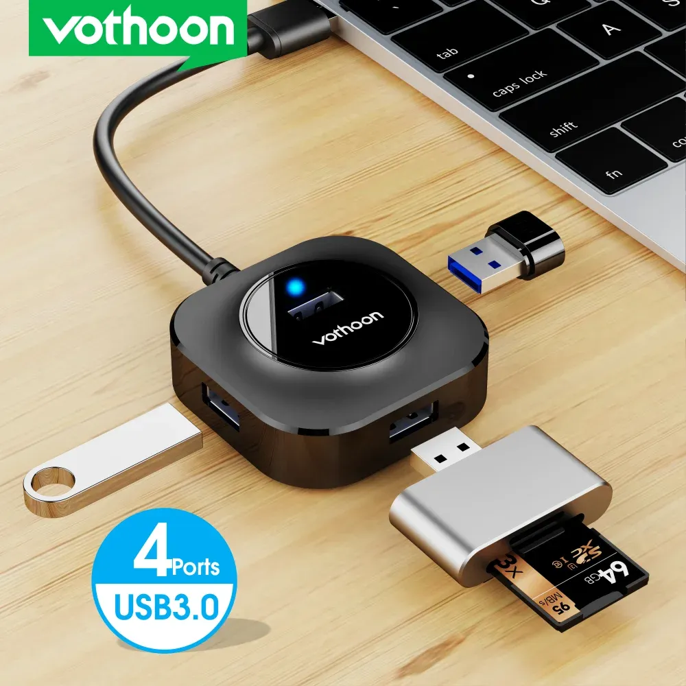 Hubs Vothoon USB Hub 4 Port USB 3.0 Splitter Splitter Interrupteur avec Micro USB Charging Port pour ordinateur Accessoires OTG Hub USB