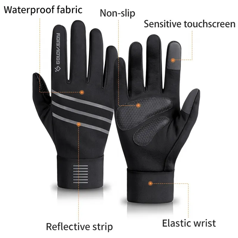 Anti -Schlupf -Wärme -Fleece -Handschuhe erhitzte Radfahrradhandschuhe wasserdichtem Touchscreen -Handschuh für Zyklus MTB Bike Ski Full Long Finger