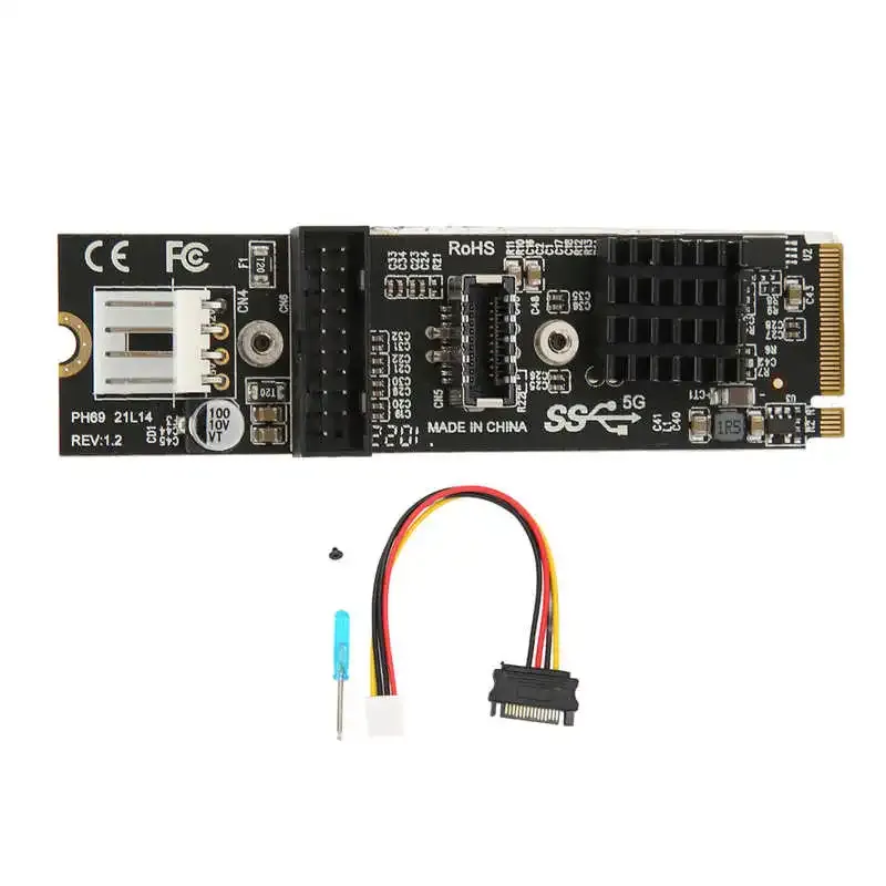 Карты 19 PIN -PIN -карта M.2 Mkey PCIe к передней части USB 3.1 5 ГБ для VL805 Основной адаптер управления C 19PIN для компьютера