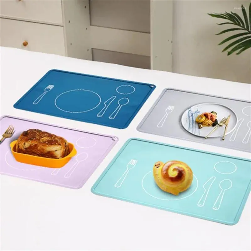 Bordmattor unika silikon placemat värmebeständig tecknad utskrift matklass middag för café