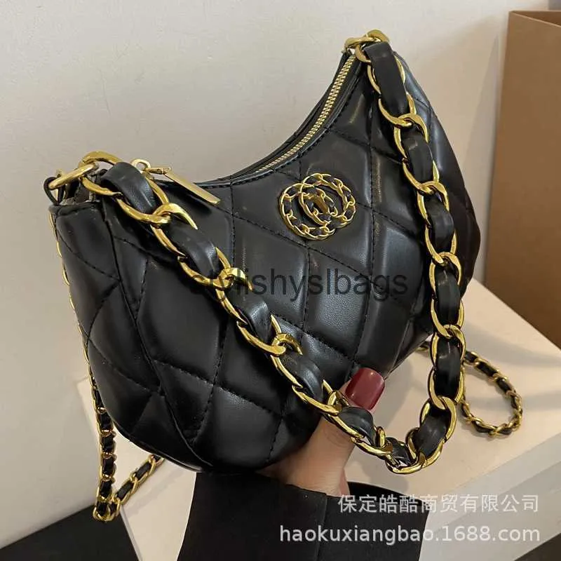 Shoulder Bags Evening This years popular chain single shoulder crossbody bag for womens 2024 new spring/summer fashion versatile diamond grid small square H240410