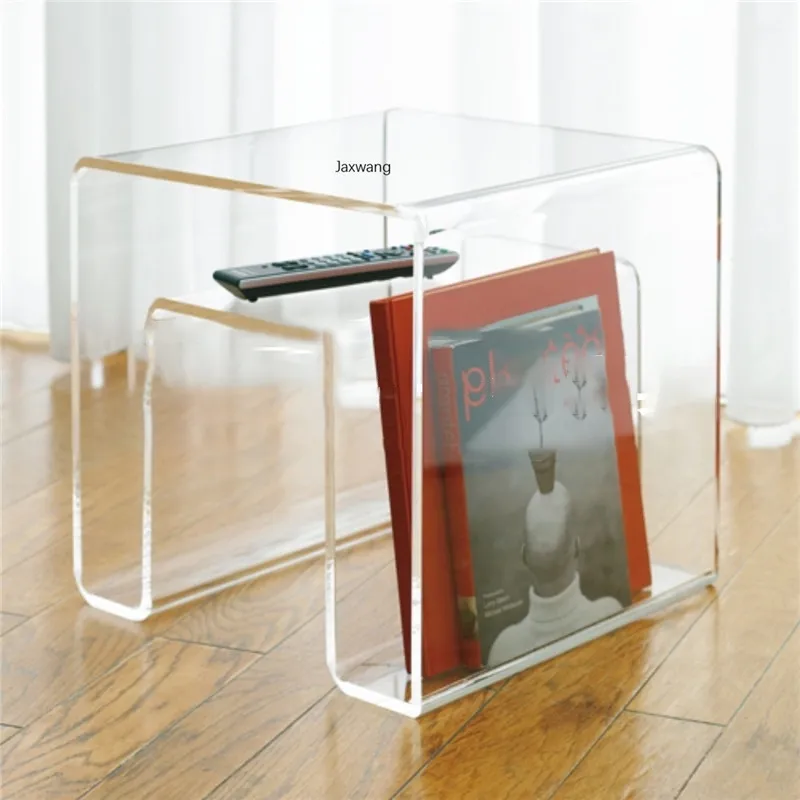 현대 잡지 랙 원래 투명한 홈 아크릴 책 선반 단순 잡지 측면 테이블 소파 침실 침대 옆 캐비닛