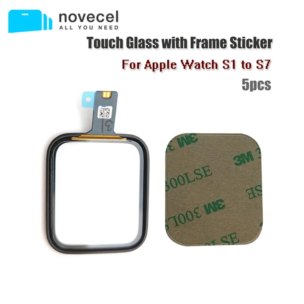 5pcs Touch Screen Digitizer Sensor Glass + Frame Sticker For Apple Watch Series 6 5 4 3 2 1 SE LCD Screen Repair Parts Replace