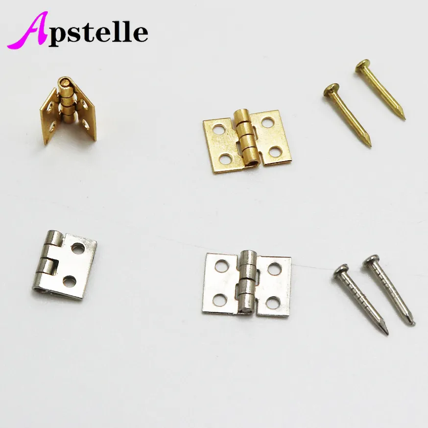 Apstelle 30pcs 10*8mm Mini Metal Hinge for 1/12 House Miniature Cabinet Furniture Brass Hinge Dollhouse Miniature Cabinet Closet