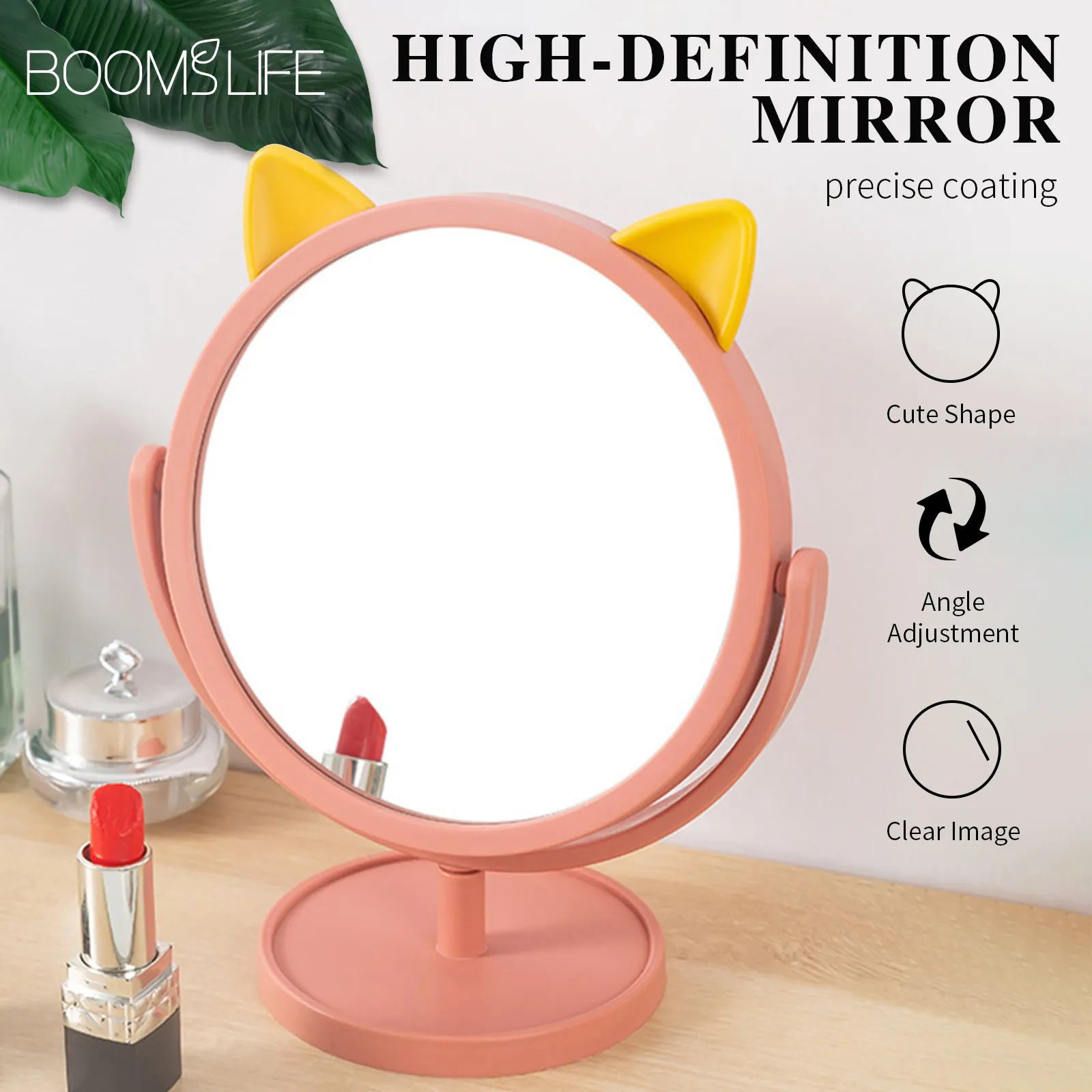 Цвет акрилового зеркала макияжа Симпатичное косметическое зеркало с круглой формой, столовая столовая компактная зеркальная комода спальня на рабочем столе зеркало макияж