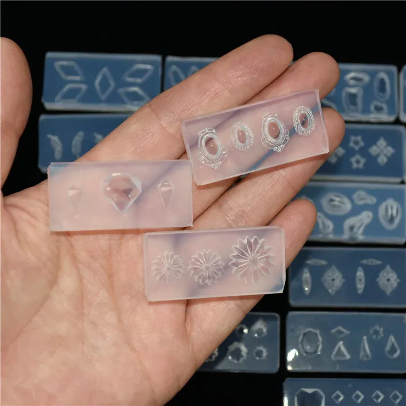 Snasan winzige Perlen Kürbisherzblatt Diamanten Nagelkunst Silikonform DIY Gussform Ohrringe UV Epoxidharz Silikonform