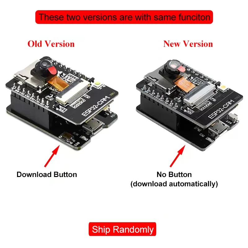 ESP32-CAM WiFi + Bluetooth Module Module Module Development Board ESP32 avec module de caméra OV2640 2MP pour Arduino