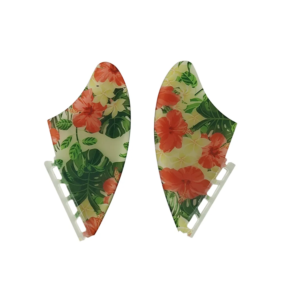 Fiberglass Twin Fin Keel Surf Fins Set 2, Polished Floral Pattern ...