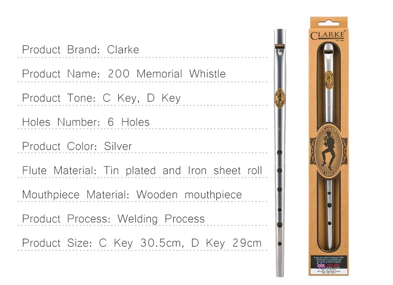Clarke Instruments C/D Key Clarke instrument flute - Commemorative Irish Whistle for ...