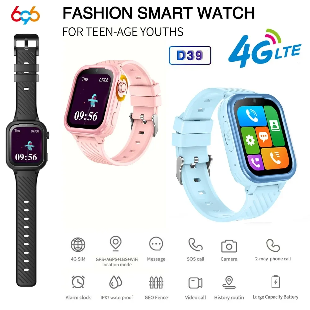 Watches Children's Smart Watch 4G Card Placing Video Smart Watch GPS GPS LBS WIFI موقع HD فيديو SOS 710MAH