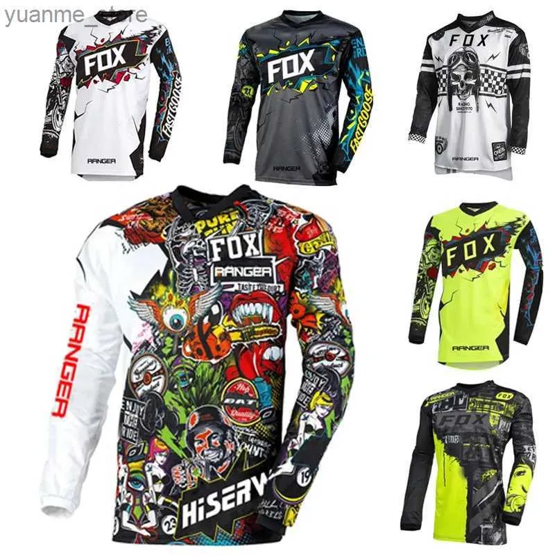 Cycling Shirts Tops Mens Long Sleeve Motocross Cycling Jersey Quick Dry Downhill Mountain Bike Shirts OffroadDH Motorcycle Enduro Clothing Y240410