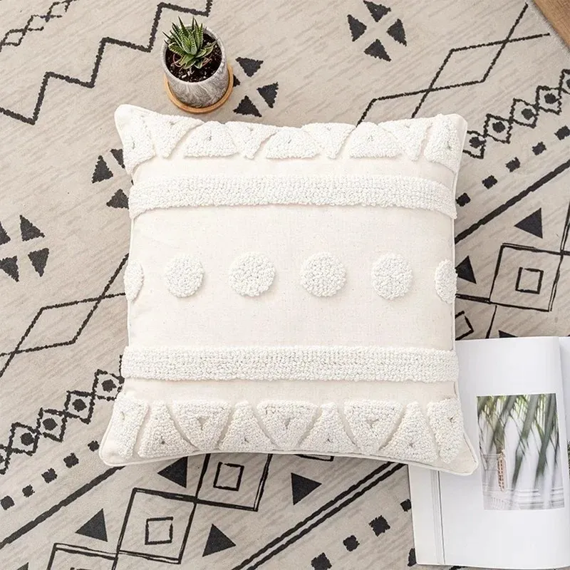 Tassels Cushion Cover 45x45cm/30x50cm Beige White Pillow Covers Decorative Pillow Case Square Home Boho Decor Macrame Pillowcasefor Boho Decor Pillowcase