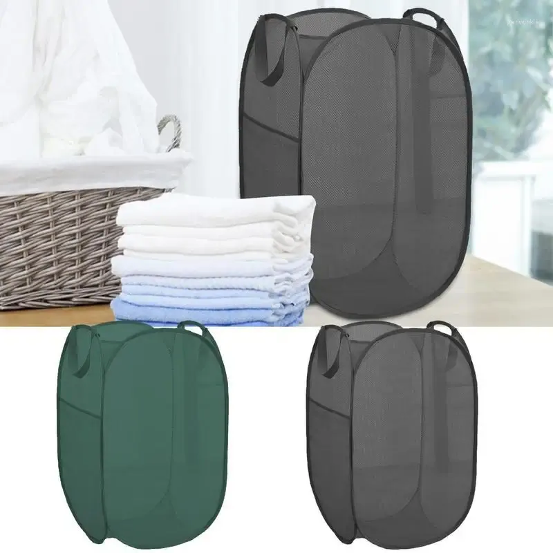 Tvättpåsar korghandtag Vattentät stor bomullslinnelagring Enkel bär förlängda handtag för klädleksaker grå