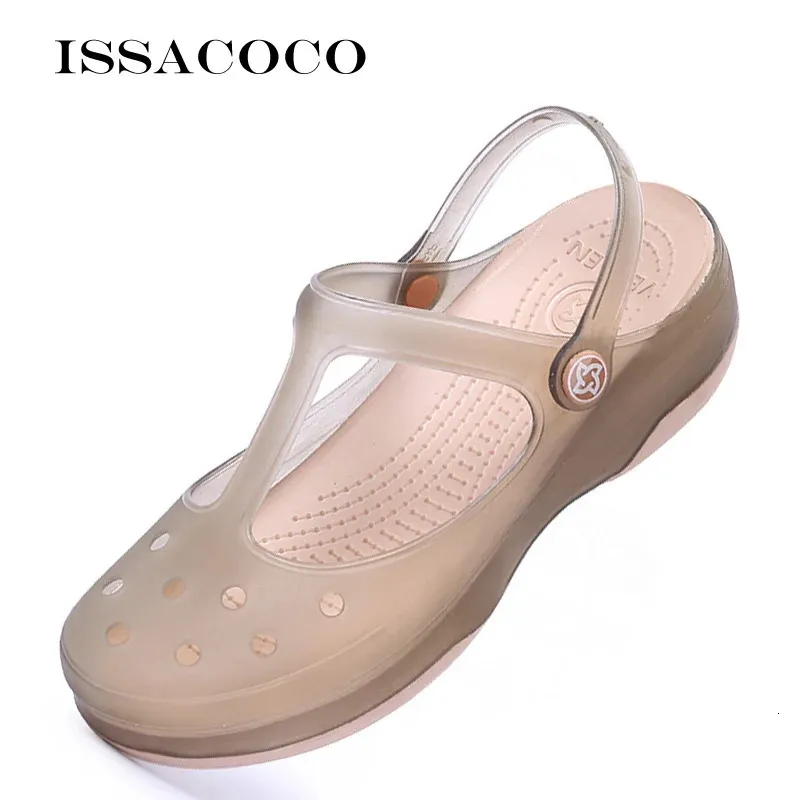 Issacoco Summer Womens Wedge Platform Jelly Beach Sabot Transparent Shoes Sandals для девочек санитарные забоина женщина копыт 240328