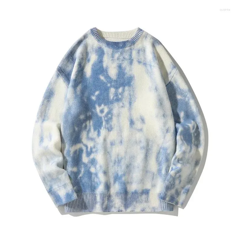 Herrtröjor tie-dye tröja rund hals vintage par hösten vinter överdimensionerade man kvinnor tröjor streetwear kläder