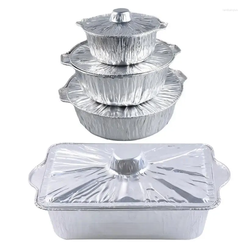 Dîner jetable Pouses de casseroles en aluminium avec des couvercles BBQ PI-PIE PIE CAL CAL CAL COEUL