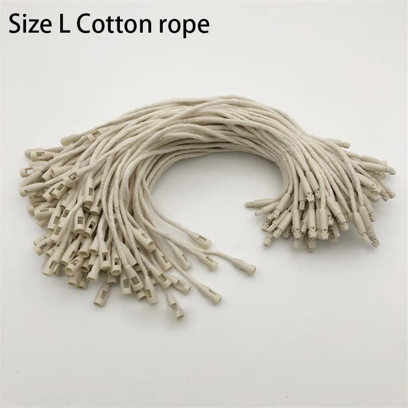 100 pc /lot plastic tag wit beige zwarte hang tag polyester touw string snap lock pin lus tie -bevestigingsmiddelen