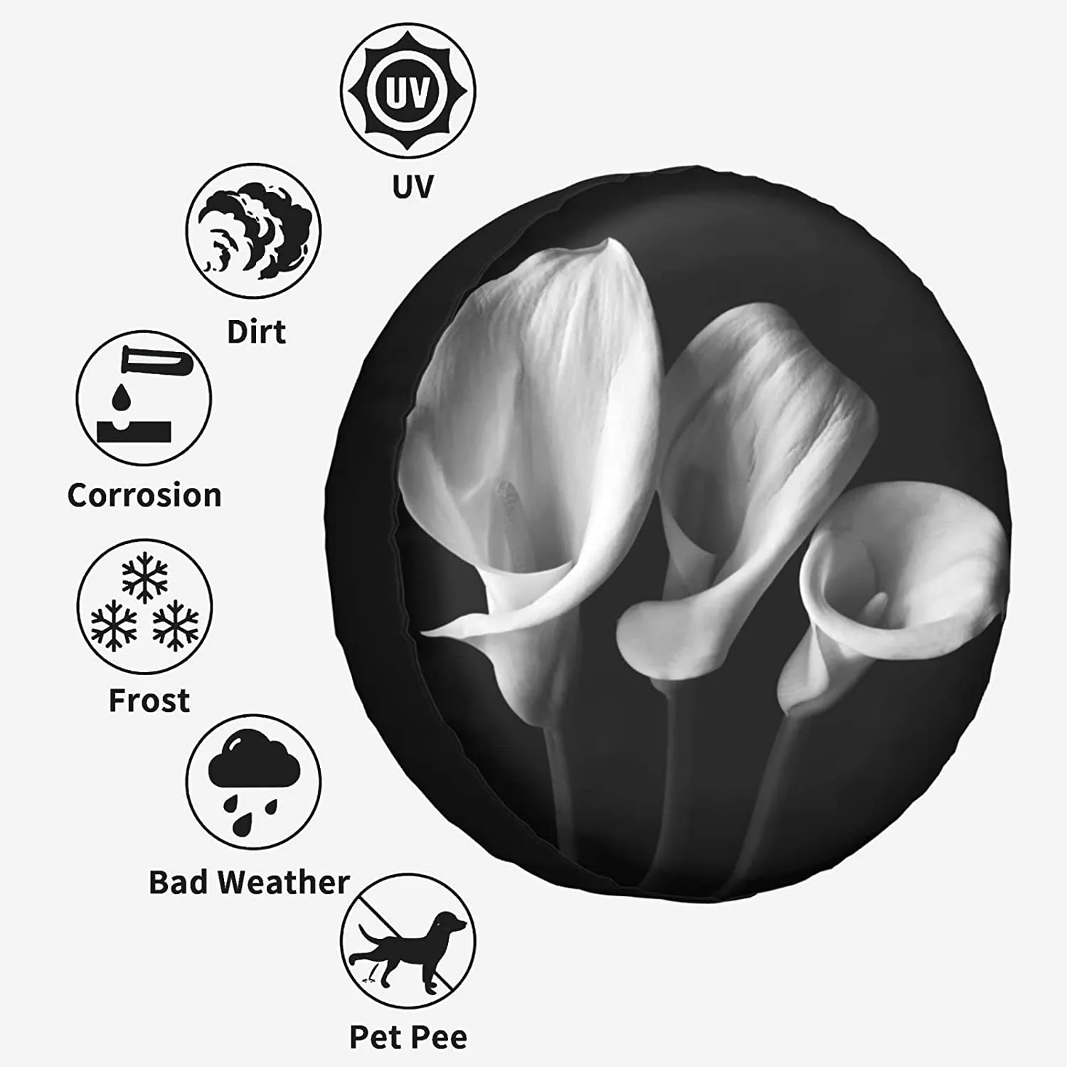 Okładka opon zapasowych powszechne opony osłony Calla Lily Floral Car Cover Wheel odporna na warunki atmosferyczne i odporne na kurz UV Sun Tire CO