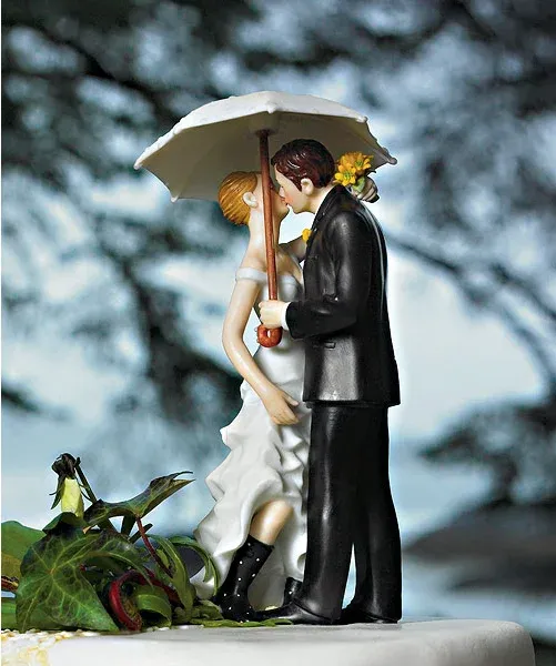 Arrivée mariage mariée romantique et garniture Toppers couple Figurine Mariage Funding Cake Topper pour le mariage Décoration de cupcake