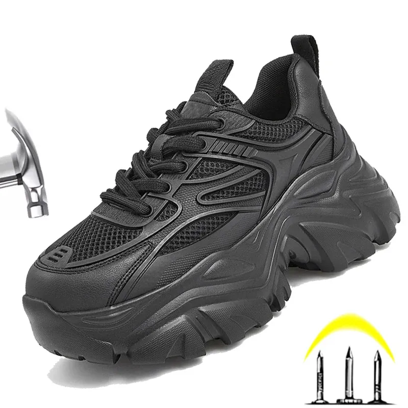 Bottes Les chaussures de sécurité pour femmes augmentent de 6 cm Boots de travail industriels Antismashing en acier Bottes de protection indestructibles