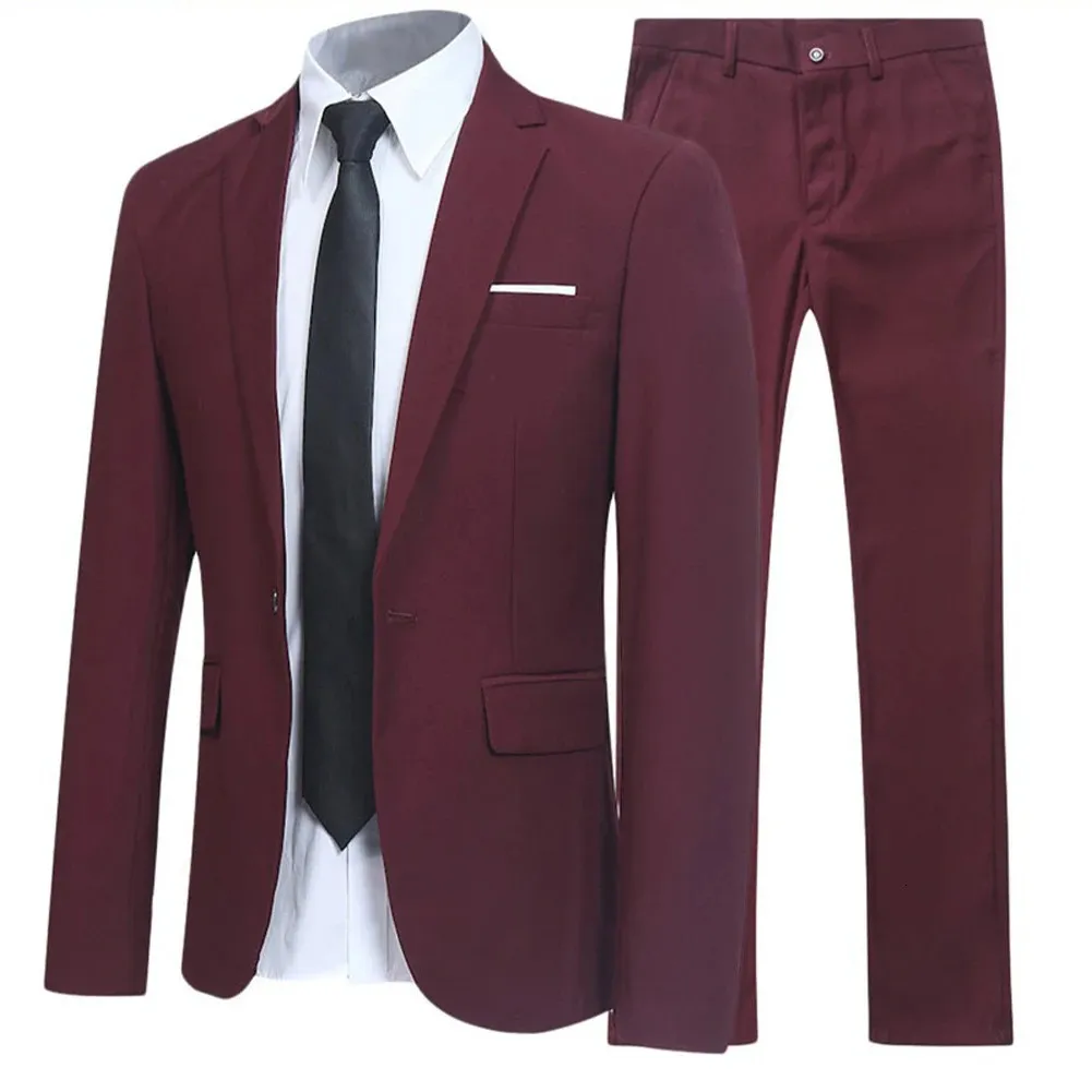 Elegante fit slim fit 2 peças blazer e calça define o casaco de tuxedo de tamanhos de tamanhos de tamanhos disponíveis 240326