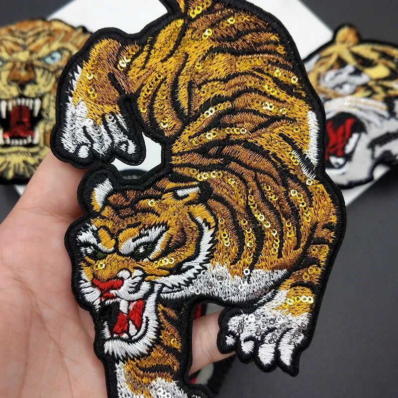 DIY Punk Apparel Accessory: Sequin Tiger Leopard Animal Embroidery Patch Badge Samurai Applique for Jackets, T-Shirts & More DIY Punk Apparel Accessory: Sequin Tiger Leopard Animal Embroidery Patch Badge Samurai Applique for Jackets, T-Shirts & More