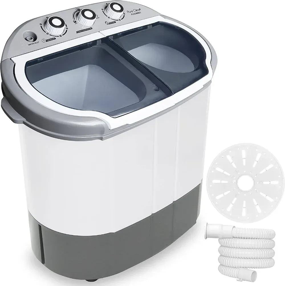 Maskiner Pyle Compact Home Washer Dryer, 2 i 1 Portable Mini Washing Machine, genomskinlig badkarcontainerfönster, stora apparater