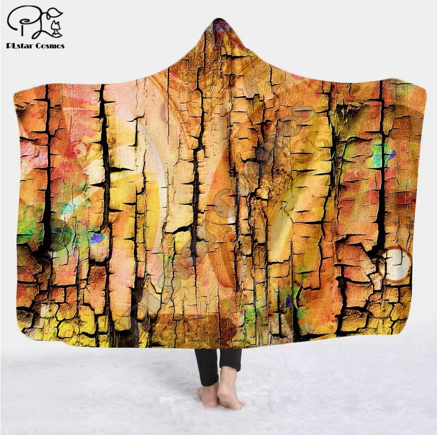 Cool Psychedelic Graffiti Character Hooded Blanket Adult colorful child Sherpa Fleece Wearable Blanket Microfiber Bedding c-029