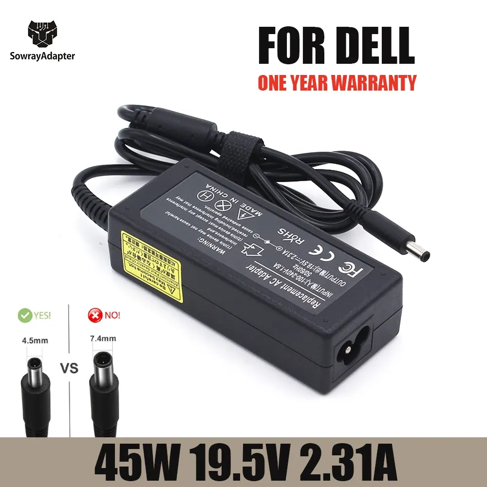 Adapter 19.5V 2.31A 45W 4,5*3,0 mm Laptop AC Power Adapter Charger för Dell XPS 12 13R 13Z 14 13L321X 136928SLV Inspiron 153552