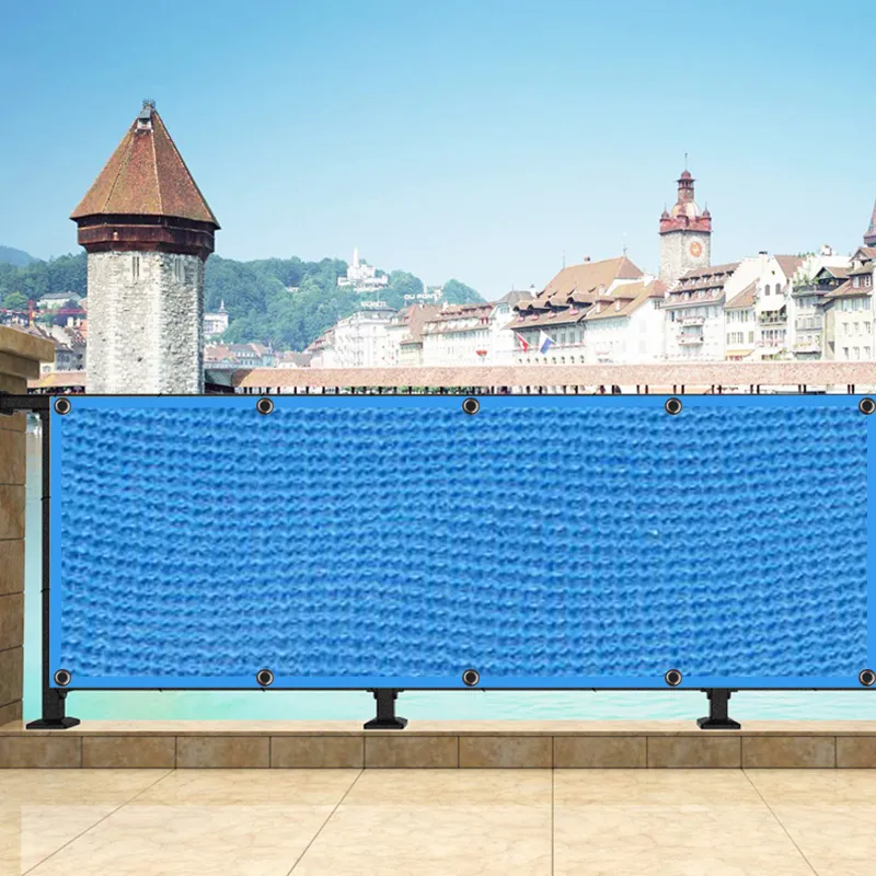 0,8/0,9 m di larghezza blu HDPE Anti-UV Sun Shade Garden Balcony Fence Schermo Schermo Sicurezza Privacy Privacy Patio Patio Sala tonalità